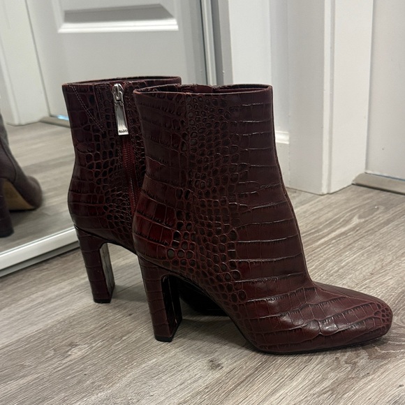 Aldo Shoes - Aldo Croc-Embossed Burgundy Ankle Boots